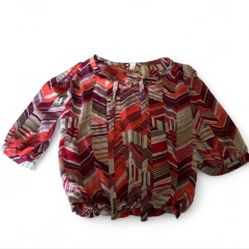 Banana Republic Striped Blouse in Red and Tan